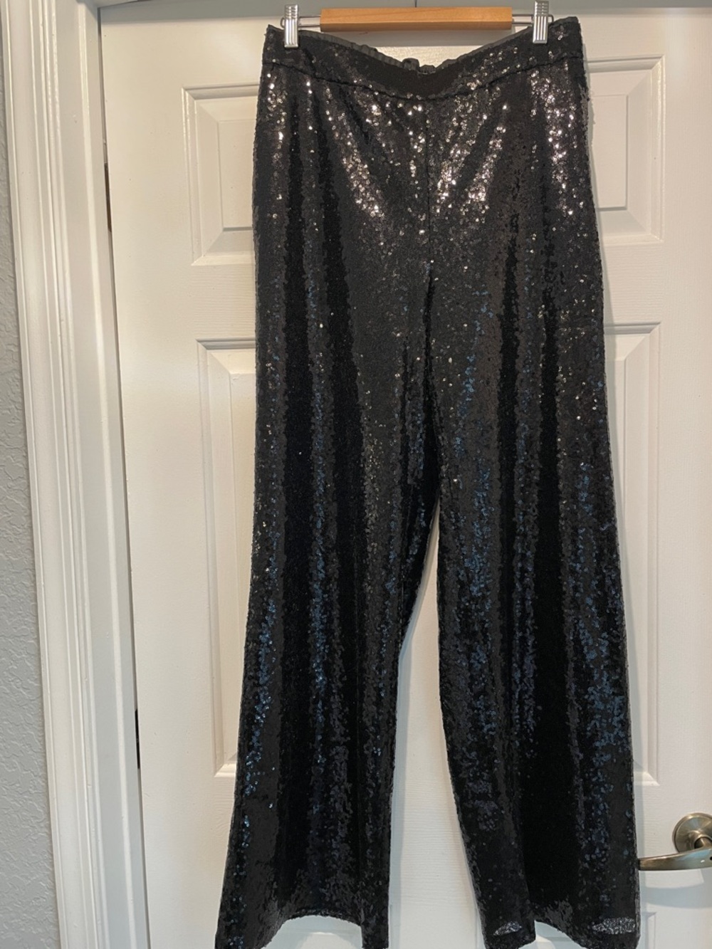 New York & Company Black Sequin Wide-Leg Pants